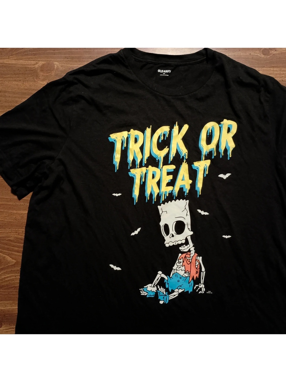 Simpsons Halloween T-shirt - XXL // Bart Simpson Spooky Tee Shirt Skeleton
